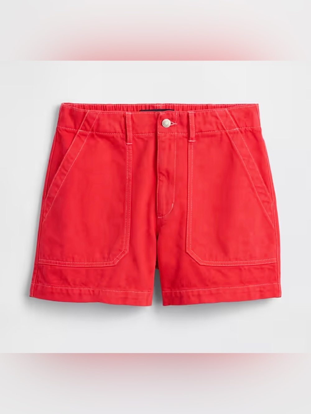 Gap 4” Mid-Rise Denim Jean Shorts Red NWT L Summer Beachy Streetwear Vacation - Picture 5 of 5